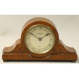 Elliott for Boodle & Dunthorne Liverpool, a burr walnut cased timepiece, length 23cm.