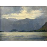 Fred Elwell R.A. (1870 - 1958), "Stormy day, Lake of Como from Ferno", signed lower right hand