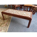 A G Plan teak and tiled rectangular coffee table, 1960/70's, 111 x 51 x 39cm together with a