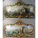 Blanchard, (19th century Italian school), coastal scenes with ruins, a pair, oil on board, signed,