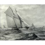 Stephen J. Renard (b. 1947), Cicely off the Needles in 1905, pencil sketch, signed, gilt frame, 20 x