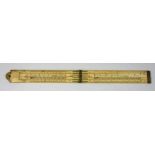 A 24 inch four fold ivory pocket ruler, by E Preston & Sons, Birmingham Outer scale 24 inches in 1/