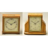 Elliott for Phillips of Hull - an Art Deco oak mantle clock, height 13cm and an Elliott for the