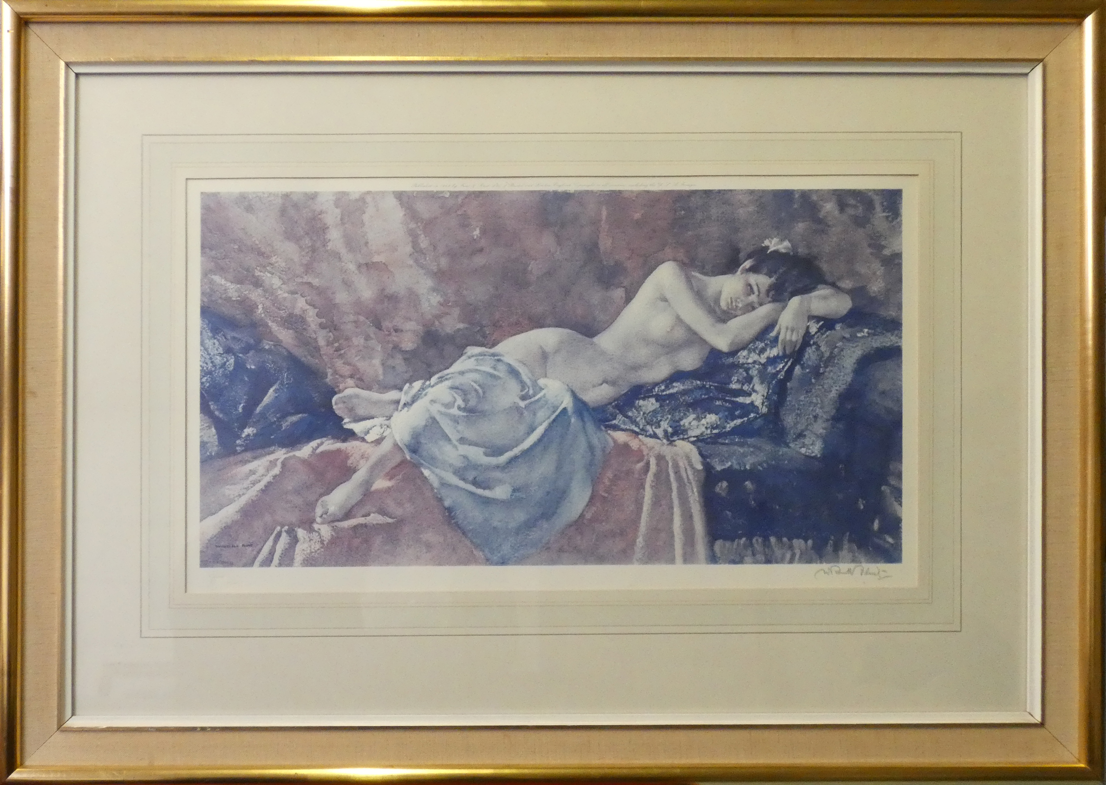 Sir William Russell Flint (1880-1969), Reclining Nude II, signed limited edition print, published by - Image 2 of 3