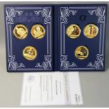 A limited edition gold plated commemorative six coin set for Sherlock Holmes, certificate, case.