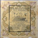 R.M.S. Titanic - a memorial paper napkin, Souvenir in Affectionate Remembrance of the Captain,