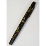 A Golden Star Pen Company fountain pen, in black cloisonné with a Chinese floral design and a very