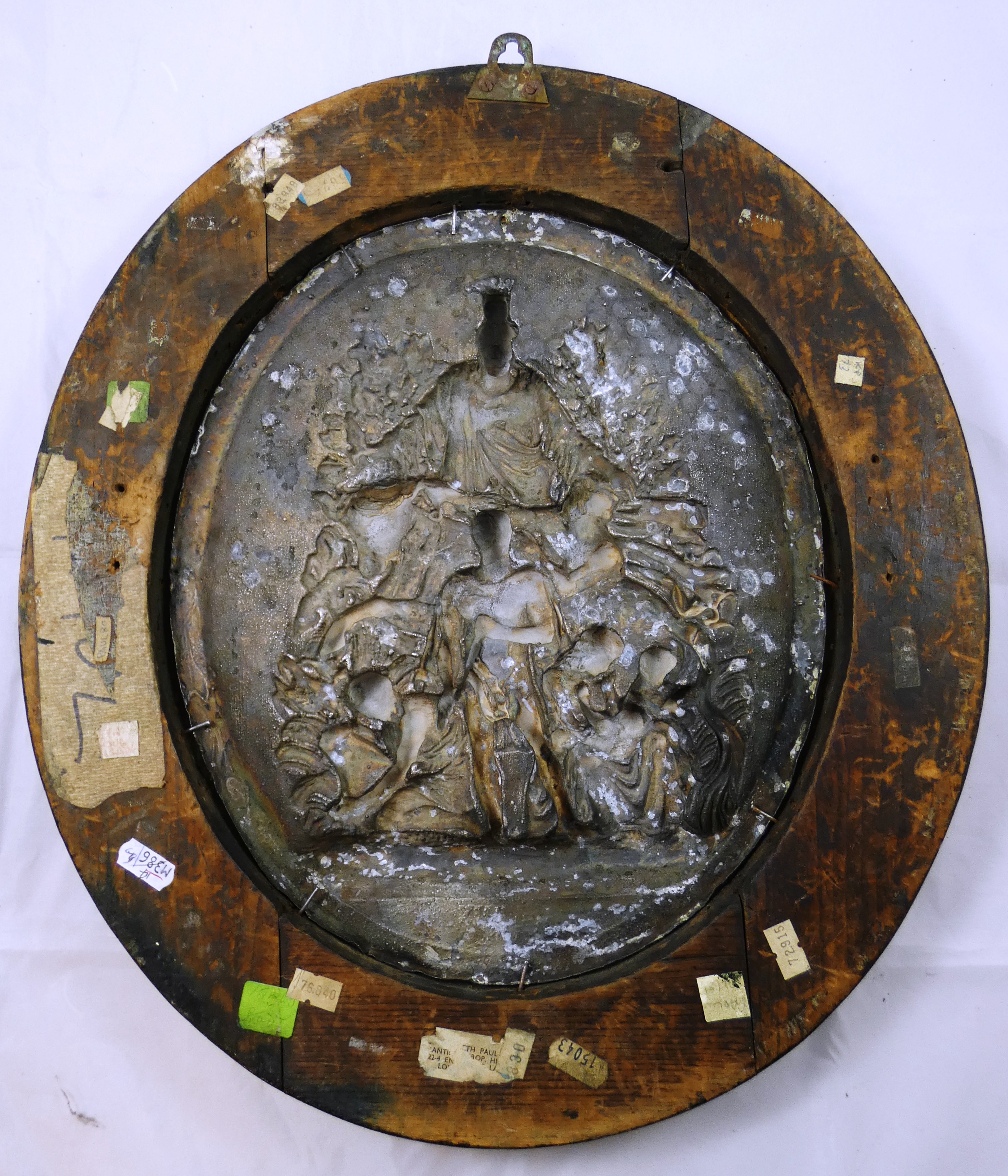 An electrotype relief oval panel, entitled La Paix 1815, signed indistinctly, gilt and ebonised - Image 2 of 2