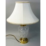 A Waterford crystal Kilkenny Accent table lamp with shade, with brass top and base, model No. 020.