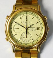 Seiko A Gold Plated Gentleman s Chronograph Quartz Wristwatch Ref 7T32