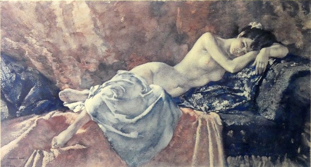 Sir William Russell Flint (1880-1969), Reclining Nude II, signed limited edition print, published by