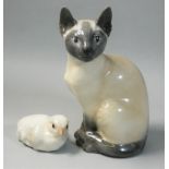 A Royal Copenhagen model of a seated Siamese cat, No. 3281, printed and painted factory marks to