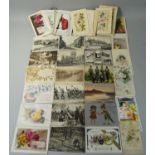 A collection of early postcards, to include photographic scenes including native police, the Black