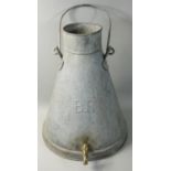 A British Rail galvanised water container, with brass tap to front, impressed 'BR', and carry handle