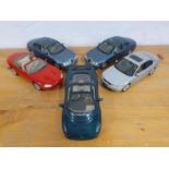 Die cast, scale 1:18, Jaguar S-type x 3, Jaguar XKR convertible and Jaguar XJ220, cases (5)