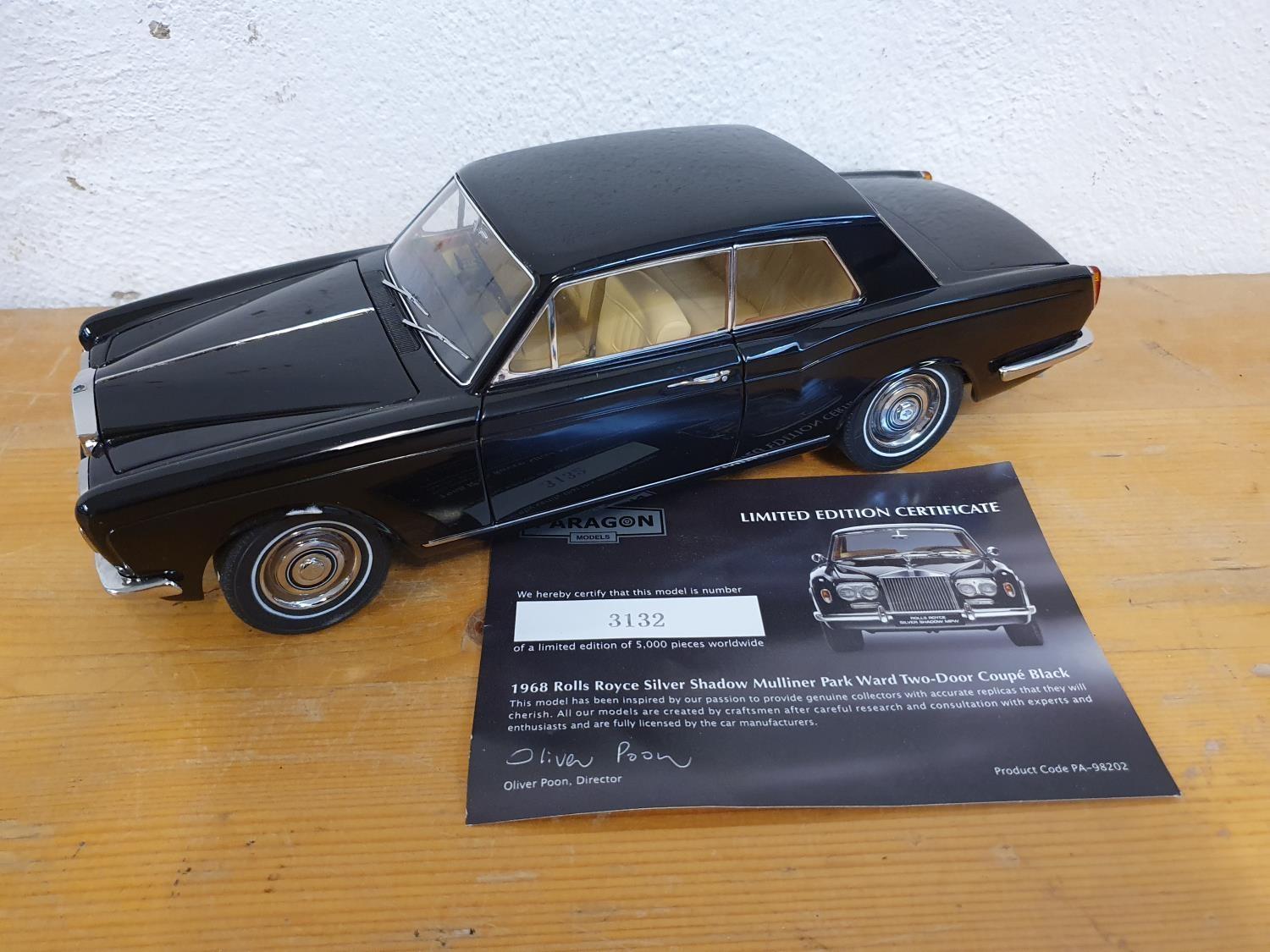 Paragon, die cast, scale 1:18, 1968 Rolls Royce Silver Shadow Mulliner Park Ward two door coupe