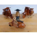 Four wooden models of scooters (4).