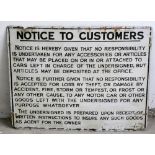 A Notice to Customers vitreous enamel sign, 61 x 79 cm.