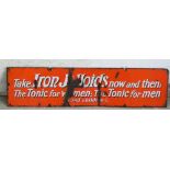 An advertising vitreous enamel Take Iron Jellyoids trolley bus sign, 16 x 61 cm.