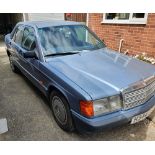 1990 Mercedes Benz W201 190D, 2,497 cc. registration number H344 BBU. Chassis number WDB201