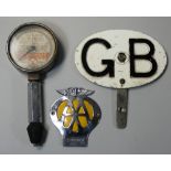 A Redex Gauge, together with an AA GB plate and an AA car badge (3).