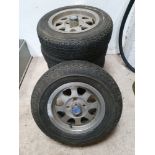 A set of five Mini Falcon wheels, 5J x 12, with part worn tyres.