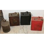 A Pratts petrol can, two other petrol cans and and oil can (4).