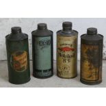 Four vintage brake oil cans, to include Castrol, Mobiloil BB, Baco and Lockheed (4).