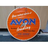 An Avon motor cycle tyre display disc, diameter 50 cm.