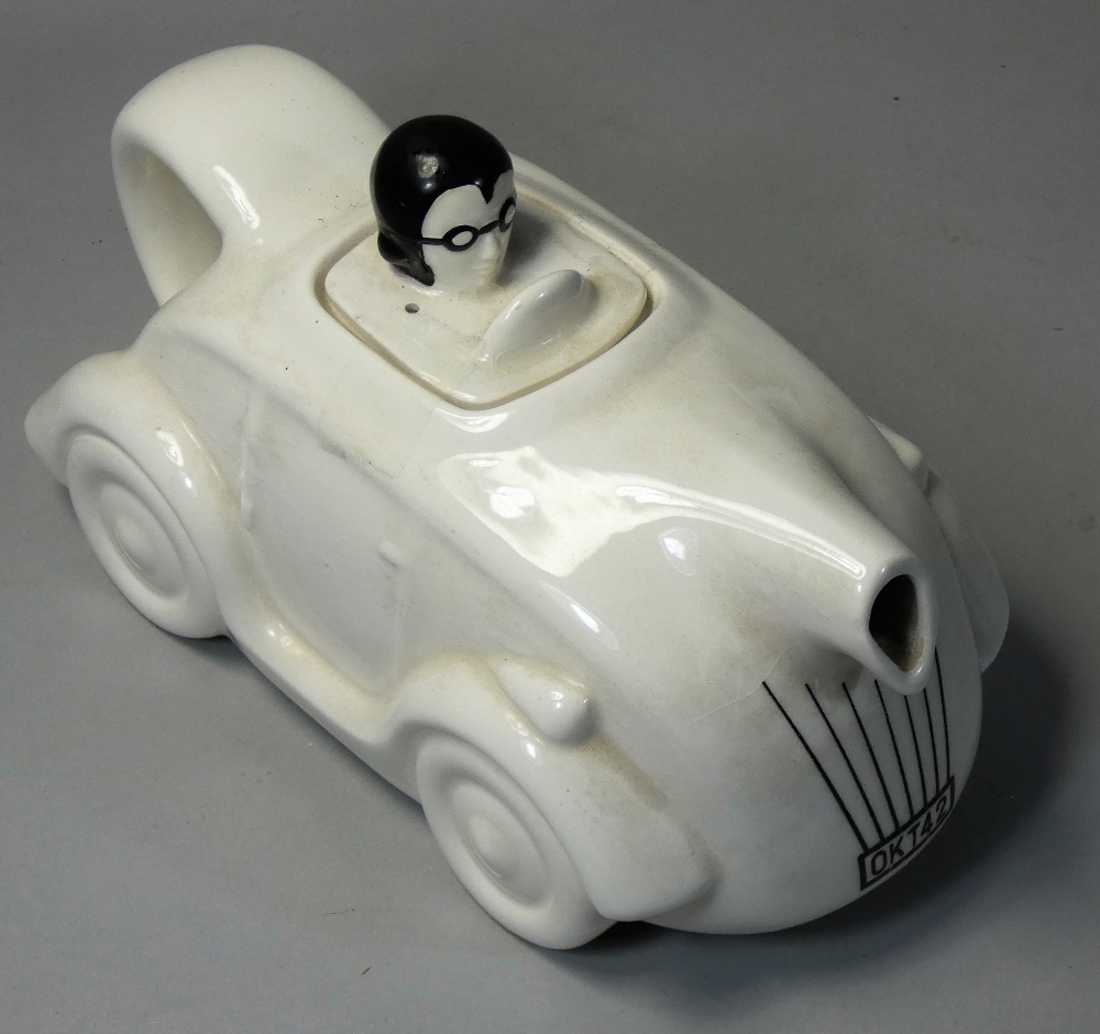 A racing car tea pot, possible Sadler.