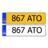 Cherished number 867 ATO, held on a retention document, expires 15/10/2027, purchaser liable for the