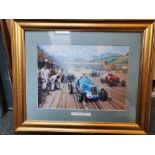 Back in the Race, Brooklands 1935, print, by Kevin Walsh, 28 x 40 cm.