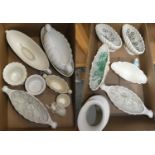 A collection of various sized ceramic flower troughs and vases, various makers including Hornsea,