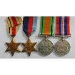 WWII to D.G. Thomas, 1939-1945 Star, Africa Star, Defence Medal and War Medal, box and awards paper.