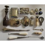 An Edwardian silver vesta case, Chester 1903 and various silver and other wares.