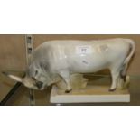 A ceramic model of a bull by Z.Solnai Pecs (Hungry), 32 cm long x 15 cm high.