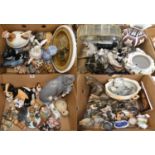 Four boxes of mainly cat models including country artists, Royal Doulton, Franklin Mint, Border Fine