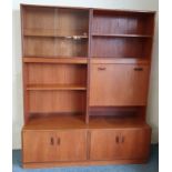 Victor Wilkins for G Plan, a teak Fresco double bookcase/secretaire, 1960/70's, with drop down