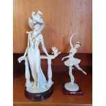 Giuseppe Armani, Florence for Capodimonti; Lady with dove, 48 cm and a Ballerina, 36 cm (2).
