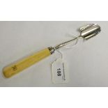 A George III ivory handled silver stilton scoop, by John Shaw, London 1804, length 21 cm.