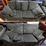 3 seater sofa together with a matching 2 seater sofa upholstered in a bottle green chenille fabric