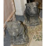 A pair of garden ornamental bulldogs, 44cm tall