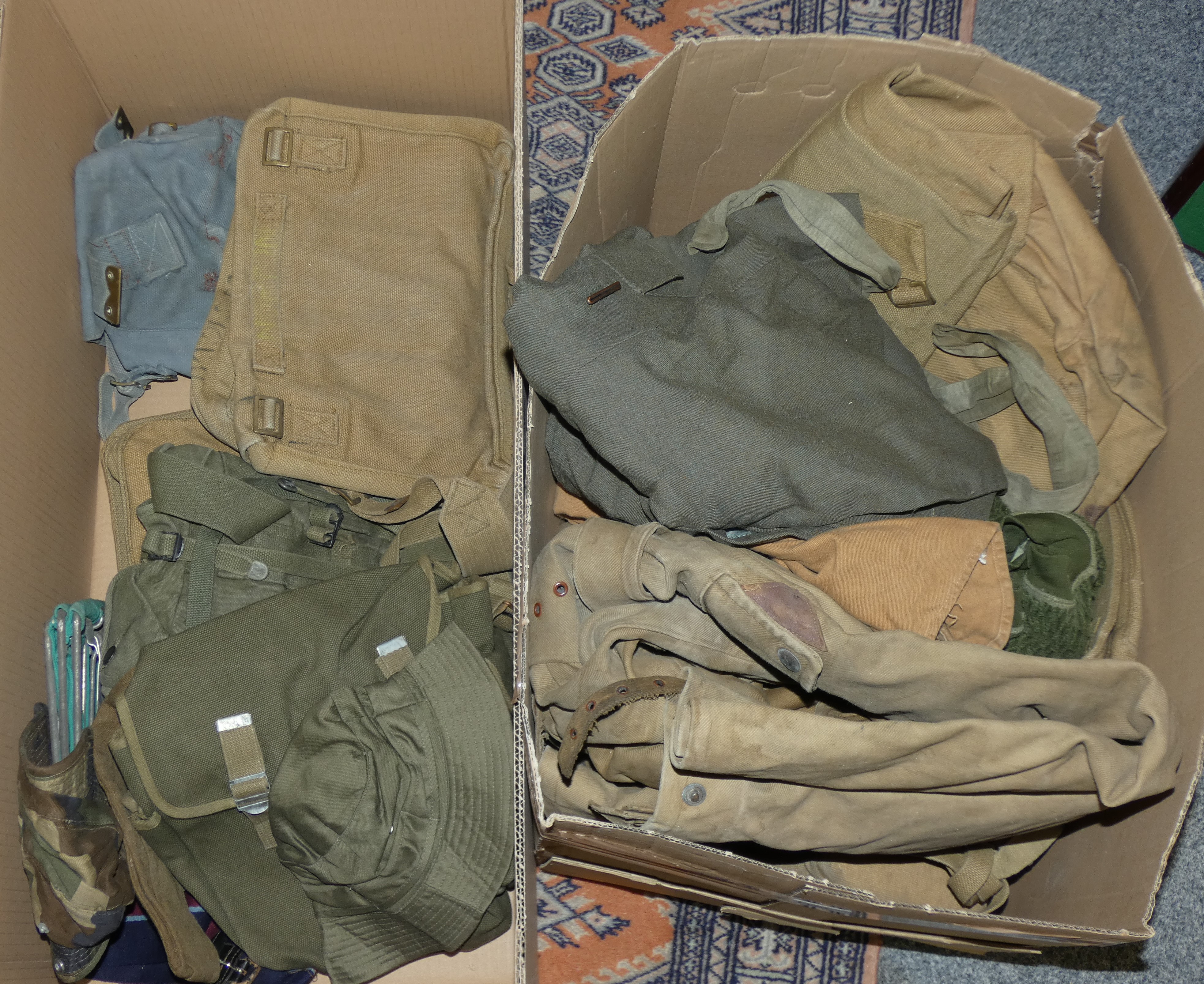 Military back packs and clothing
