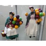 Two Royal Doulton figurines 'The Old Balloon Seller', HN1315, and 'Biddy Pennyfarthing', HN1843 (