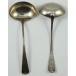 A George III silver pair of Old English pattern sauce ladles, London 1807, weight 2.5 oz.