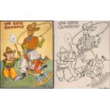 Ern Shaw (1891-1986), The Cute Cowboys, original artwork from The Variety Painting Book,