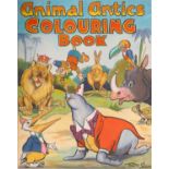 Ern Shaw (1891-1986) Animal Antics Colouring Book, front cover original artwork, watercolour,