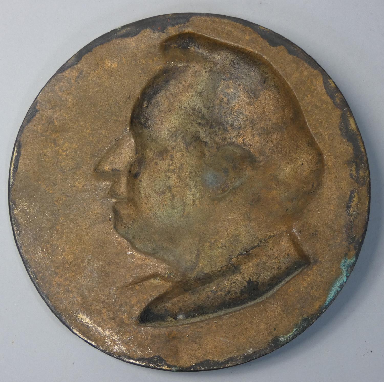 Jean-Desire Ringel D`Illzach (1849-1916), a late 19th century French bronze portrait plaque of - Image 2 of 2
