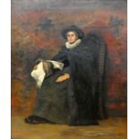 19th century Continental school, lady with white ruff, signed indistinctly, oil on canvas, 50 x 40