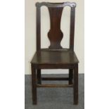 A 19th century country made oak dining chair, with vase splat and solid seat and two other similar